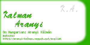kalman aranyi business card